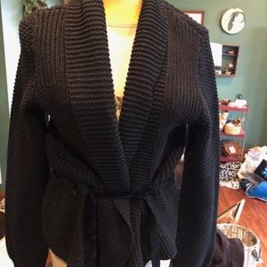 Ralph Lauren green label black belted cardigan L